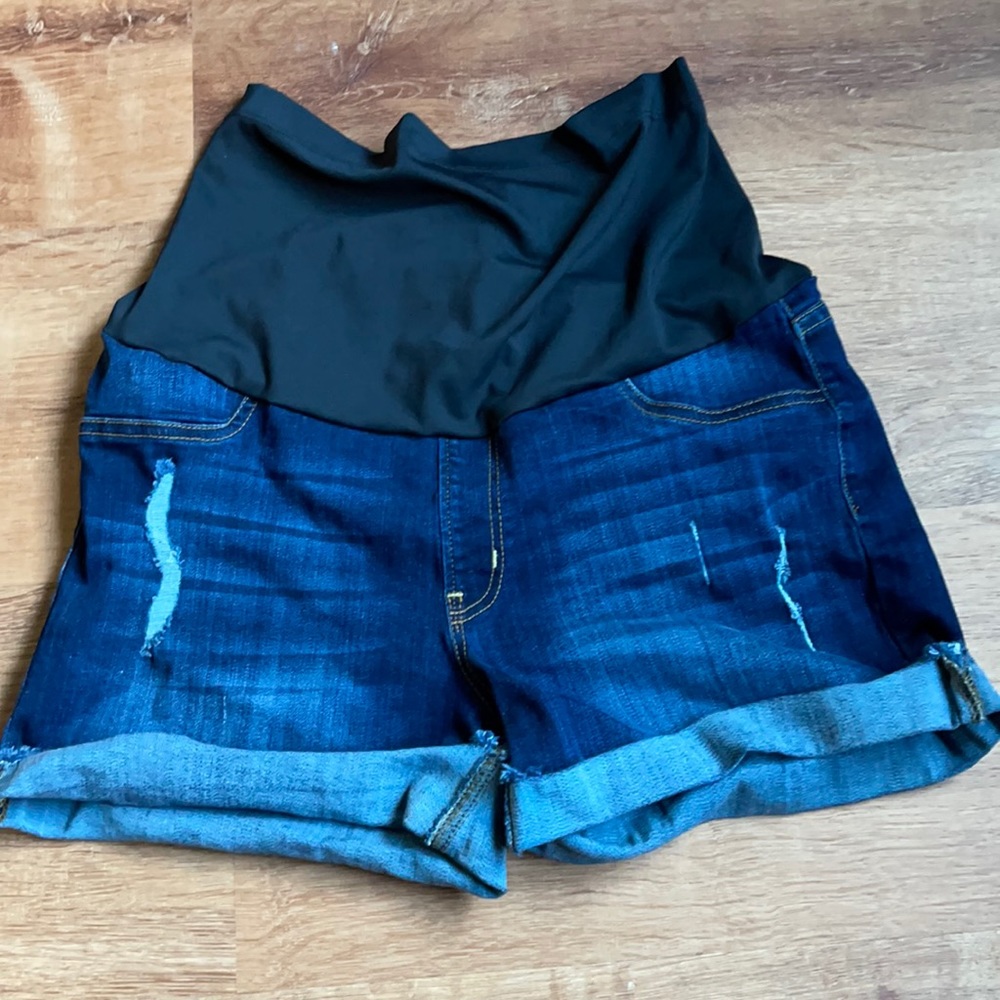 Just Black Cuffed Denim Maternity Short (Size 10)